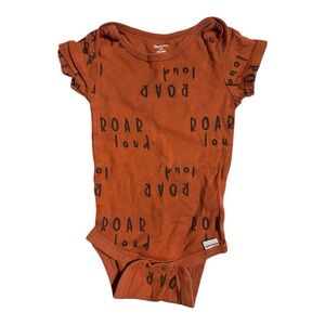 Gerber Baby Bodysuit 3-6M – Rust Orange “Roar Loud” Print
